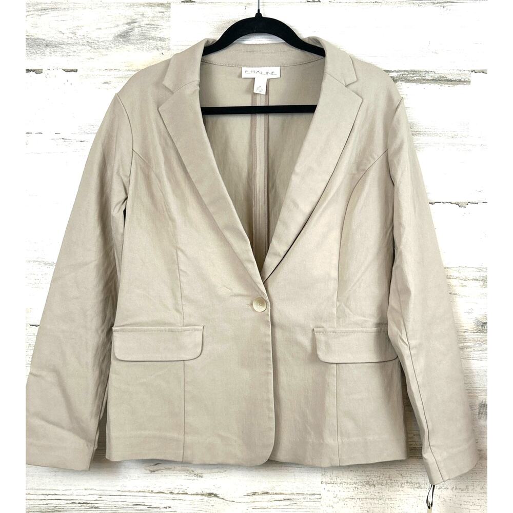Emaline Womens 10 Beige Lightweight Blazer Jacket Workwear NWT